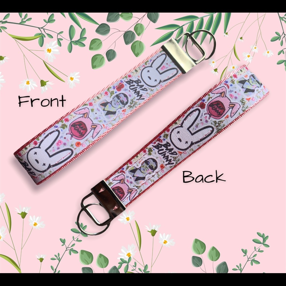Bad bunny theme wristlet, key fob